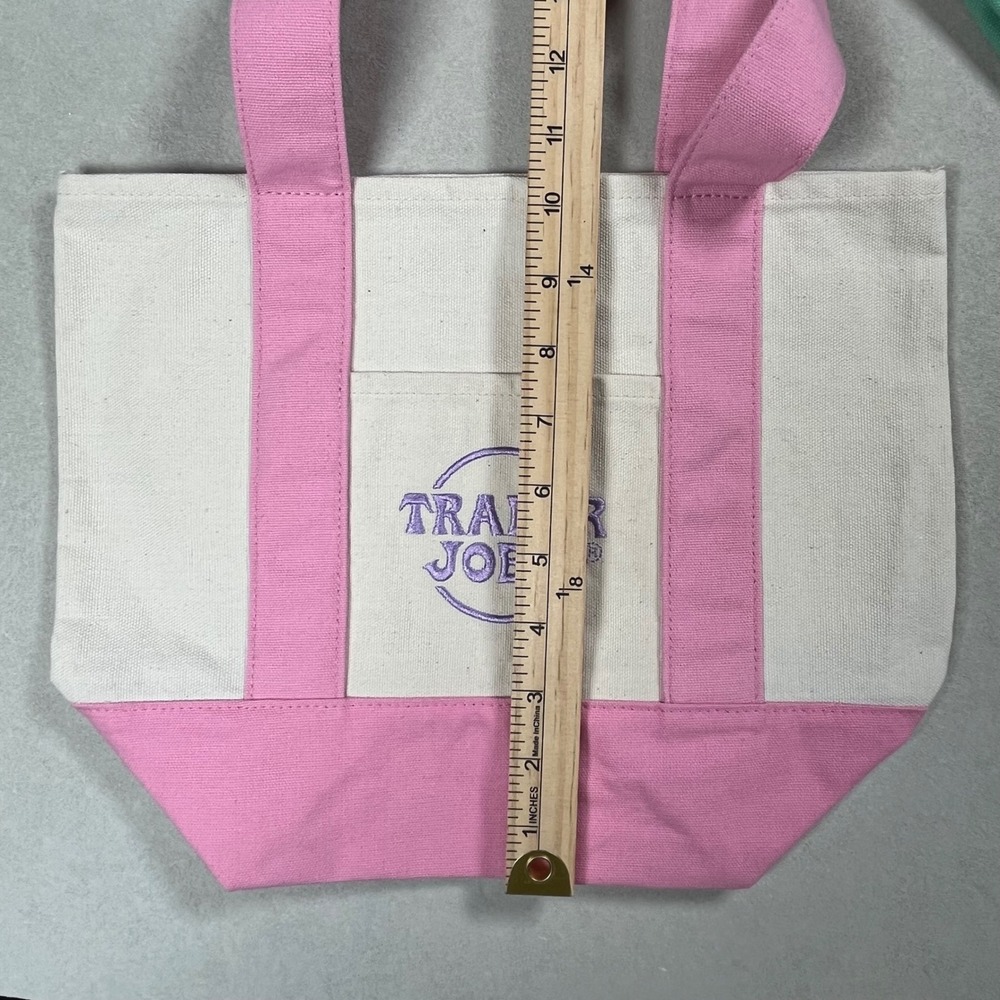New Trader Joes Mini Pastel Canvas Tote Bags OS Multicolor Set of 4 One Day Ship - Picture 6 of 8